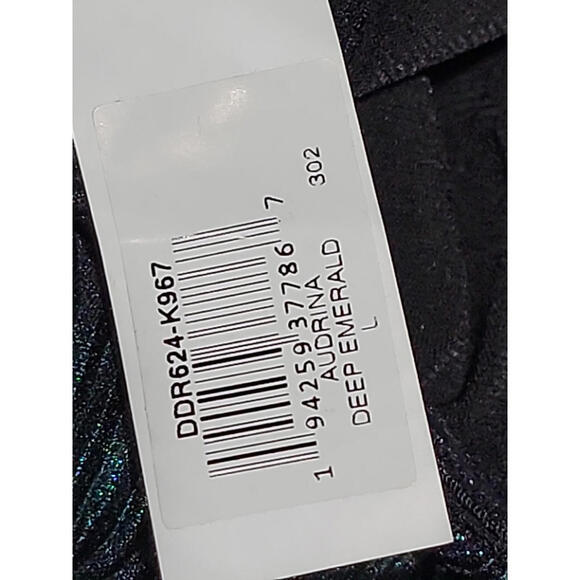 Dress the Population Audrina Deep Emerald Plissé Size L Maxi Gown NEW #CB3 - Picture 12 of 12